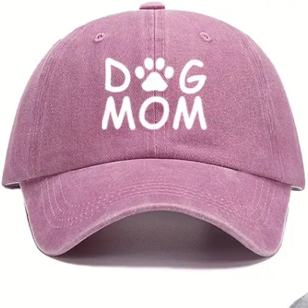 "Dog Mom" Baseball Cap in Raspberry Heather NWT